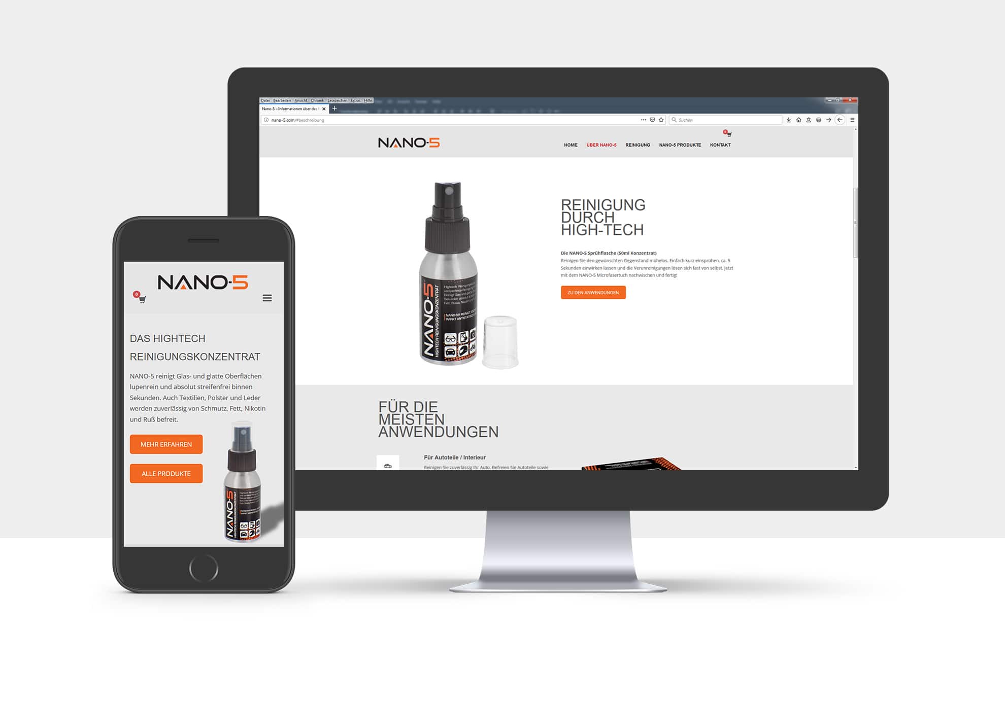 Webdesign und Onlineshop für Nano-5, Freiburg